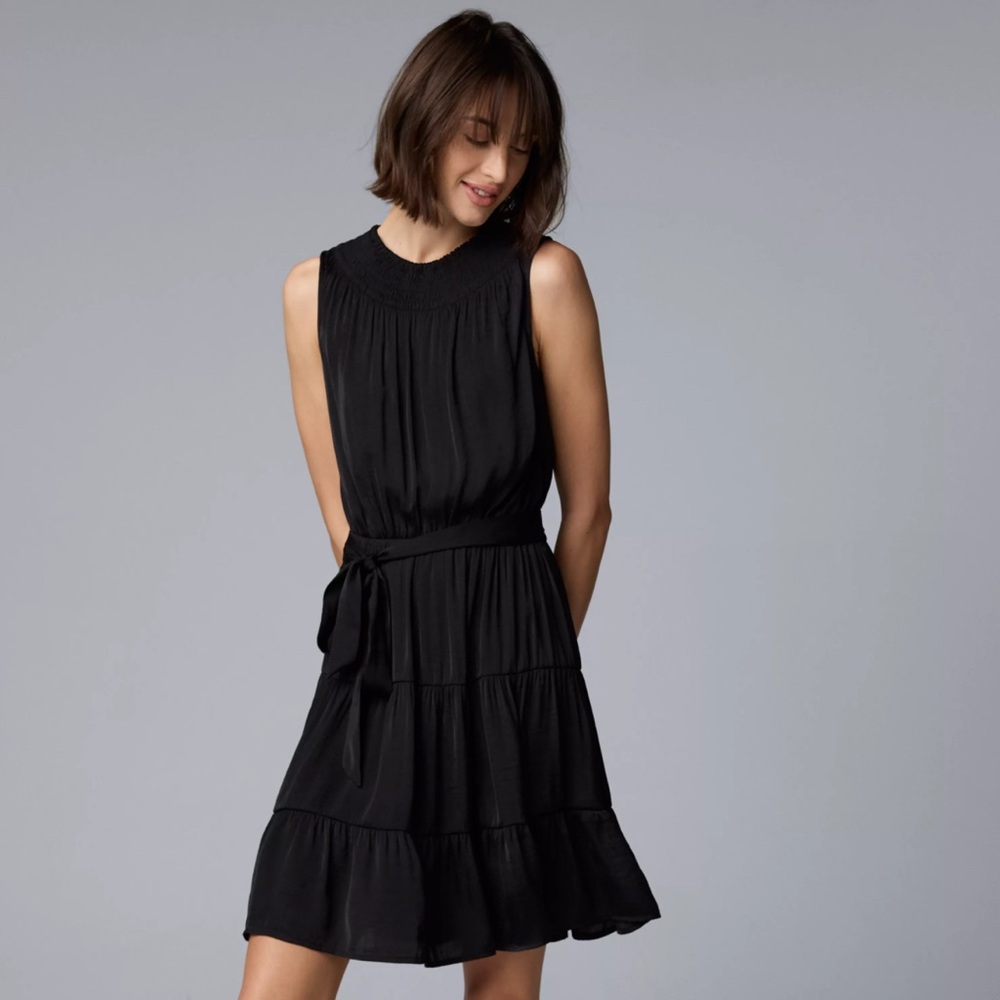 Simply Vera Wang Black Pleated Mini Sundress